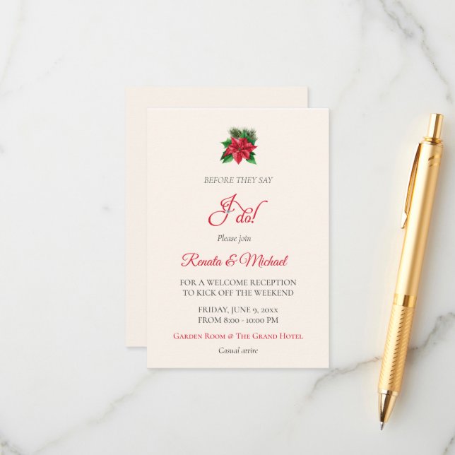 Christmas Welcome Reception Details Card (Front/Back In Situ)