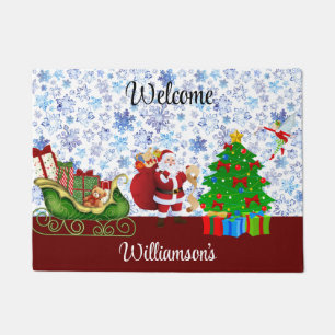 Christmas Welcome Santa Is Making His List Doormat