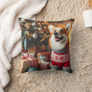 Christmas Welsh Corgi Pillow