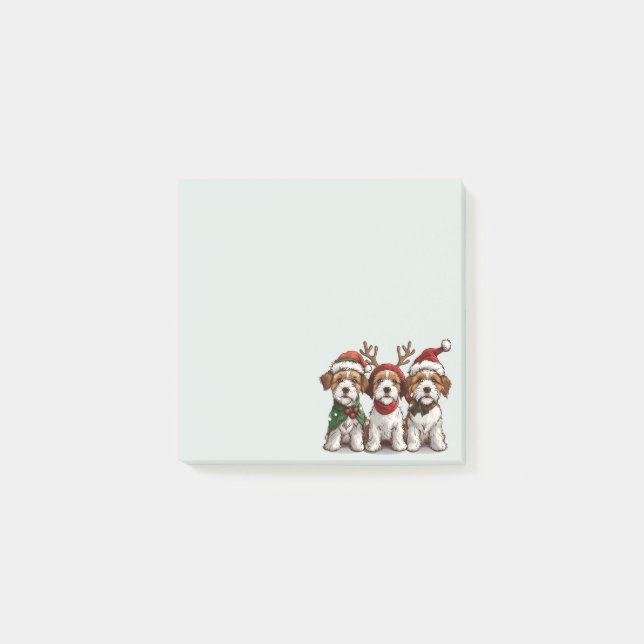Christmas Welsh Wire Fox Terrier Dogs Post-it Notes (Front)