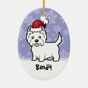 Christmas West Highland White Terrier (add name) Ceramic Ornament