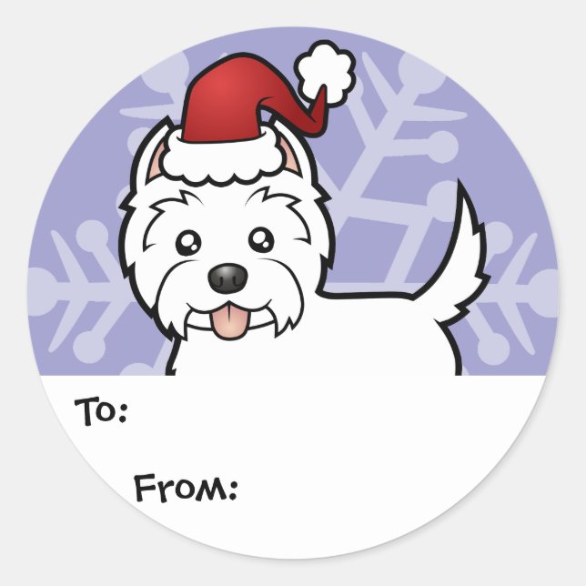 Christmas West Highland White Terrier Étiquettes c (Devant)