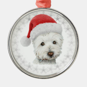 Christmas Westie Dog Art Metal Ornament
