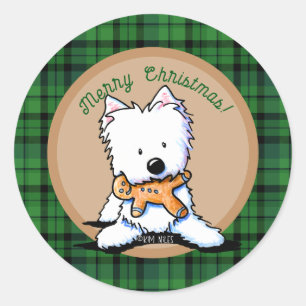 Christmas Westie Gingerbread Classic Round Sticker