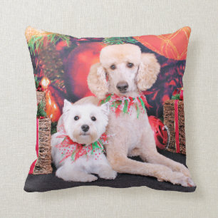 Christmas - Westie JoHannah - Poodle Winston Throw Pillow