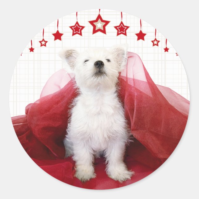 Christmas Westie Stars Stickers (Front)