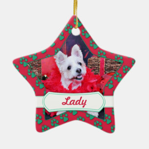 Christmas - WestieJack - Lady Ceramic Ornament