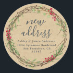 Christmas We've Moved Kraft New Address label<br><div class="desc">Christmas greenery we've moved moving announcement return address labels: let your friends and family know about your new address with these chic, modern and simple return address labels. Simply add your names and address in off-black elegant script calligraphy and stylish typography on a kraft paper background with a stylish touch...</div>