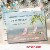 Christmas We've Moved Watercolor Beach Moving
