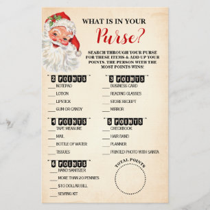 Christmas What is in your Purse Santa Game Card