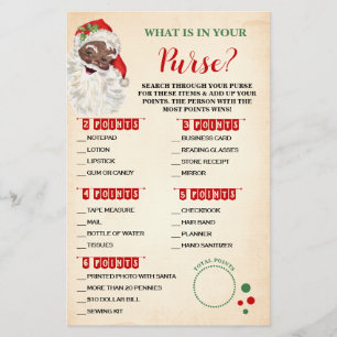 Christmas What is in your Purse Santa Game Card