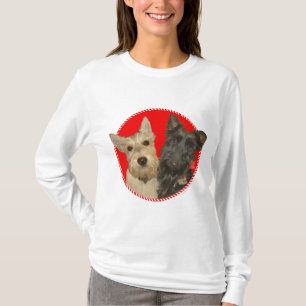 Christmas Wheaten & Black Scotties T-Shirt