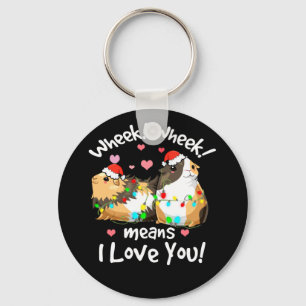 Christmas Wheek I Love You Guinea Pig Clothes Cavy Keychain