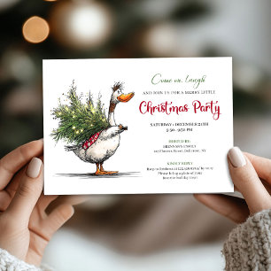 Christmas Whimsical Goose Cartoon Humor Party  Invitation