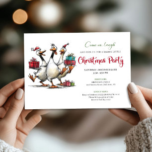 Christmas Whimsical Goose Squad Humour Party Invit Invitation