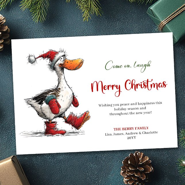 Christmas Whimsical Silly Geese Fun Greeting Card (Christmas Whimsical Silly Geese Fun Greeting Card)