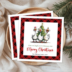 Christmas Whimsical Silly Geese Humour Paper Napki Napkin