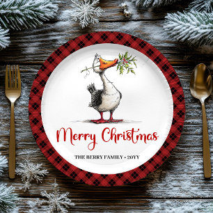 Christmas Whimsical Silly Goose Funny Party Plates