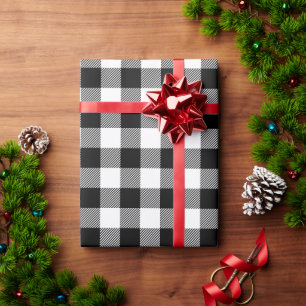 Christmas White and Black Buffalo Check Wrapping Paper