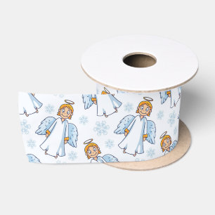 Christmas White and Blue Angel   Satin Ribbon