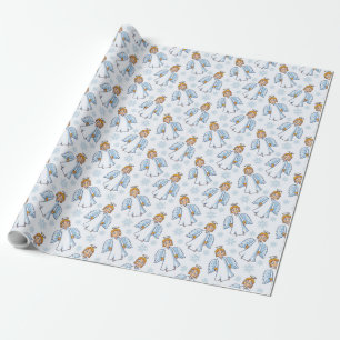 Christmas White and Blue Angel   Wrapping Paper