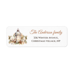 Christmas White and Cream Elegant Return Address