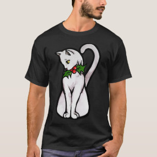 Christmas White Cat T-Shirt