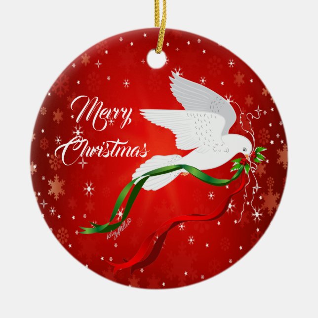 Christmas White Dove Ornament (Front)