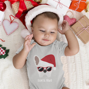 Christmas White French Bulldog Baby Bodysuit