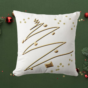 Christmas White & Gold Throw Pillow