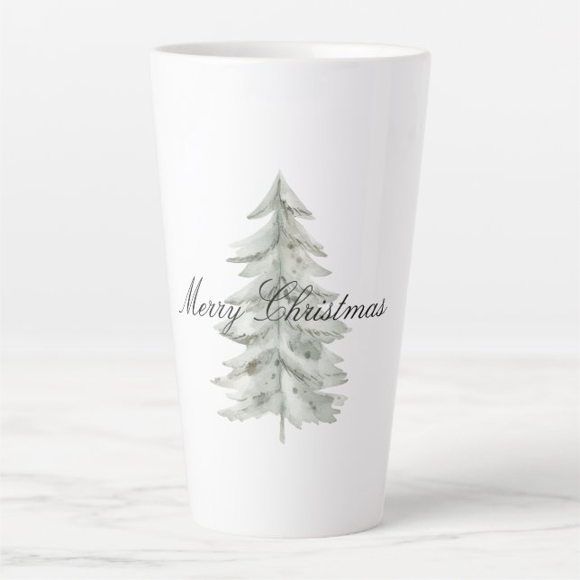 Christmas White Green Tree Latte Mug (Front)