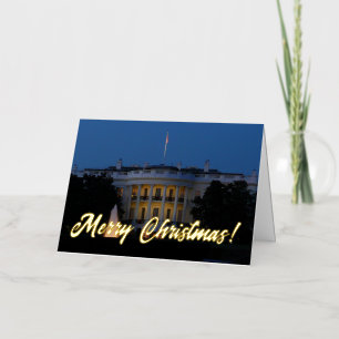 Christmas White House at Night in Washington DC Foil Greeting Card