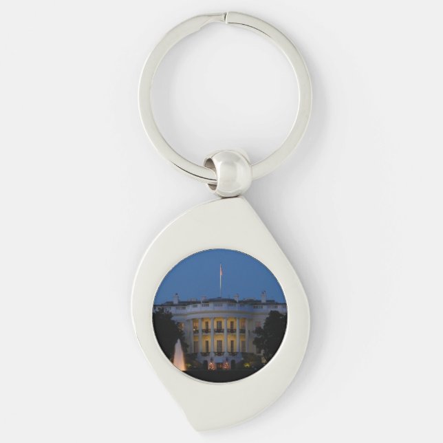 Christmas White House at Night in Washington DC Keychain (Front)