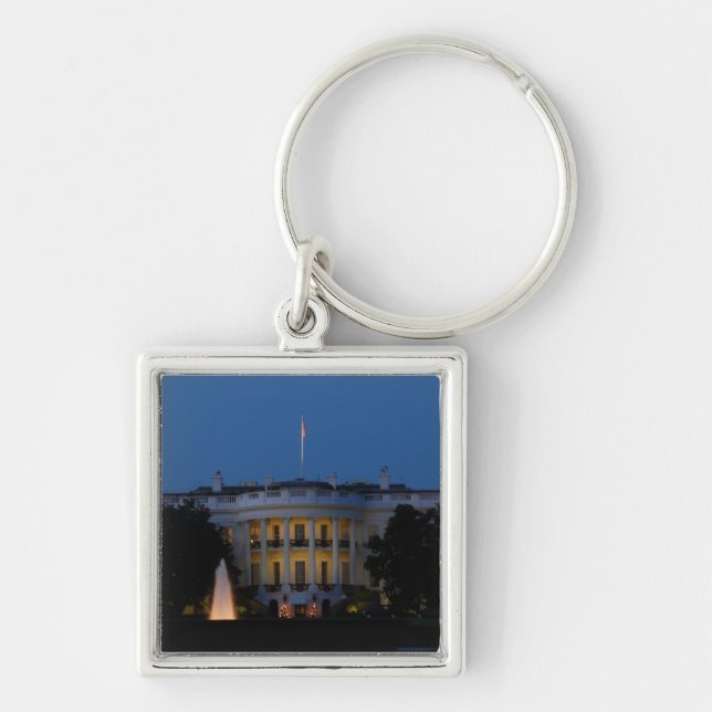 Christmas White House at Night in Washington DC Keychain (Front)
