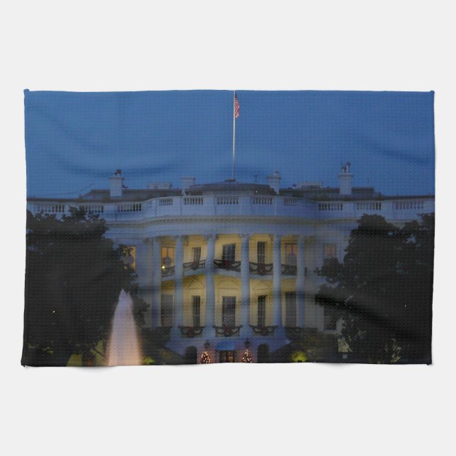 Christmas White House at Night in Washington DC Kitchen Towel (Horizontal)