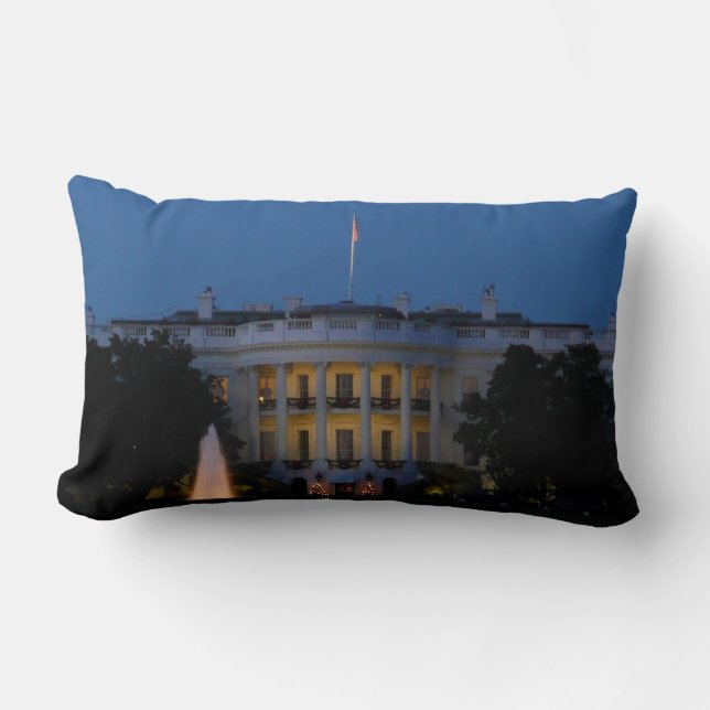 Christmas White House at Night in Washington DC Lumbar Pillow (Front)