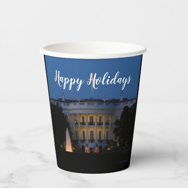 Christmas White House at Night in Washington DC Paper Cups (Front)