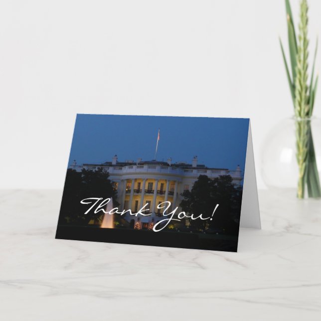 Christmas White House at Night in Washington DC Thank You Card (Front)
