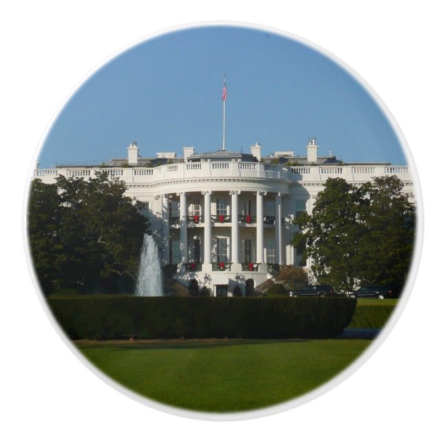 Christmas White House for Holidays Washington DC Ceramic Knob (Front)