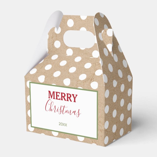 Christmas White Kraft Polka Dots Favor Box (Front Side)