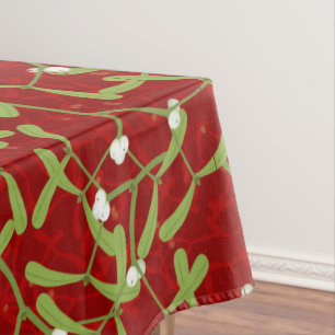 Christmas White Mistletoe   Table Cloth