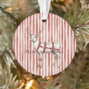 Christmas White Peppermint Deer Ornament
