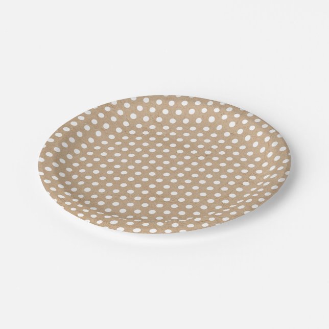 Christmas White Polka Dots Kraft Paper Plate (Angled)