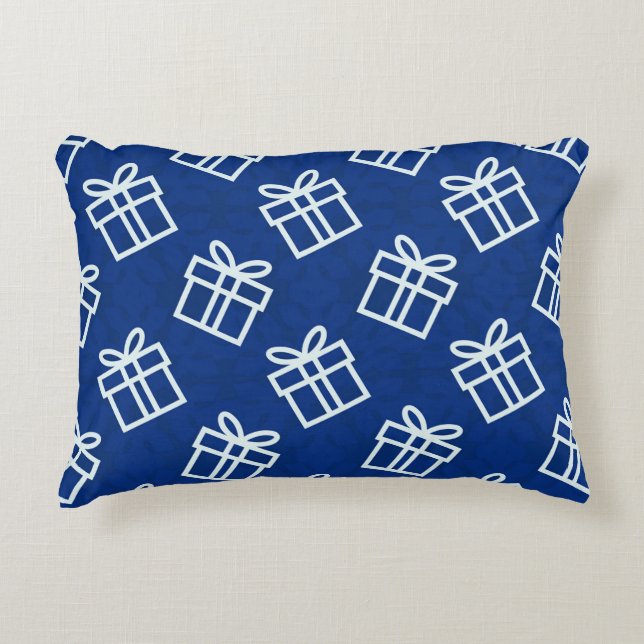 Christmas White Presents with Blue Background   Accent Pillow (Front)