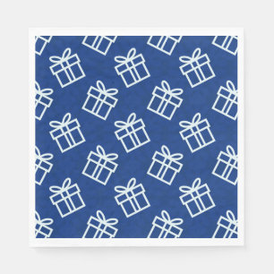 Christmas White Presents with Blue Background Napkin