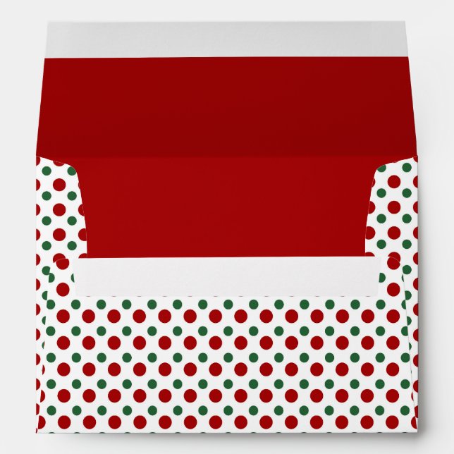 Christmas White Red Green Polka Dots Pattern Envelope (Back (Bottom))