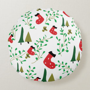 Christmas white Round Pillow