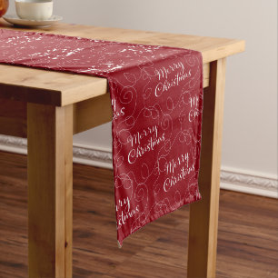 CHRISTMAS white seamless pattern with LINES Long Table Runner