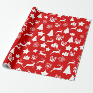 Christmas white snowflake on abstract red bakcgrou wrapping paper
