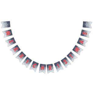Christmas White Snowflakes Bunting Flags